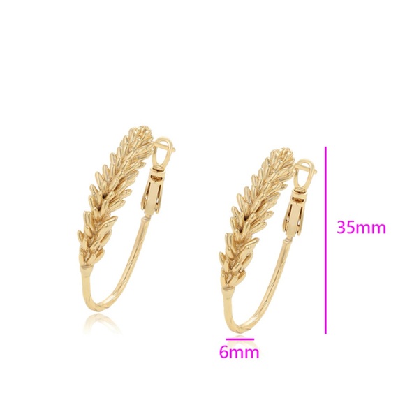 Spike Hoop Earrings 14k Gold Plated Luxury Jewelry - Picture 2 of 10